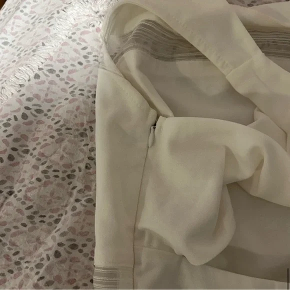 LuLu’s Coveted Curated Collected White Stripe Mini Dress with Mesh Detailing - Picture 8 of 8